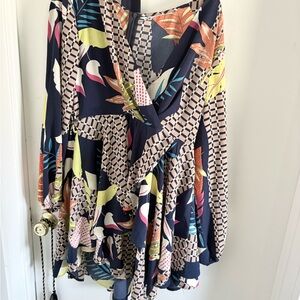 Zara Multicolor Geometric and Floral Midi Dress
